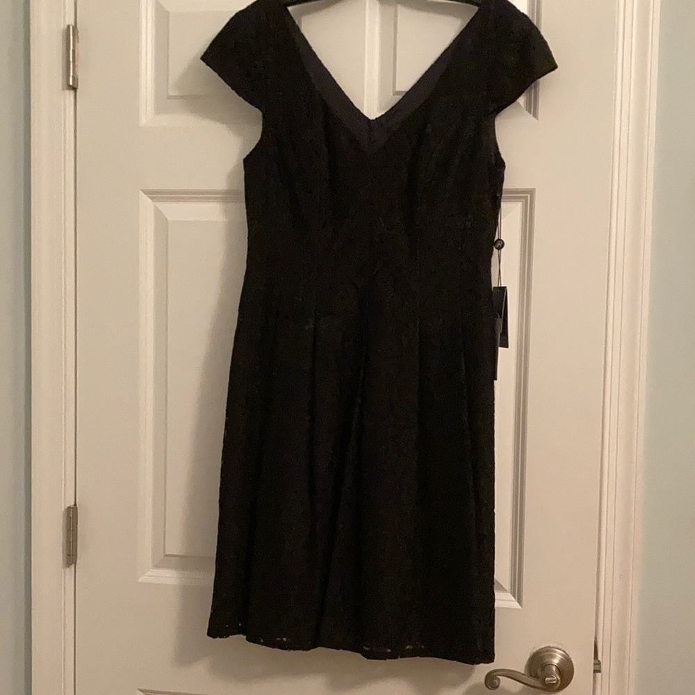 Adrianna Papell black lace dress